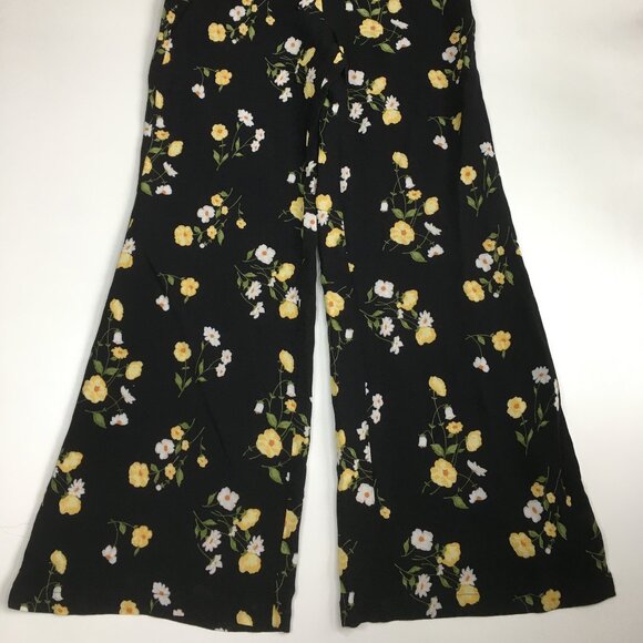 REFORMATION Piazza Black Floral Print Belted Wide Leg Palazzo Culotte Pant - Picture 9 of 13